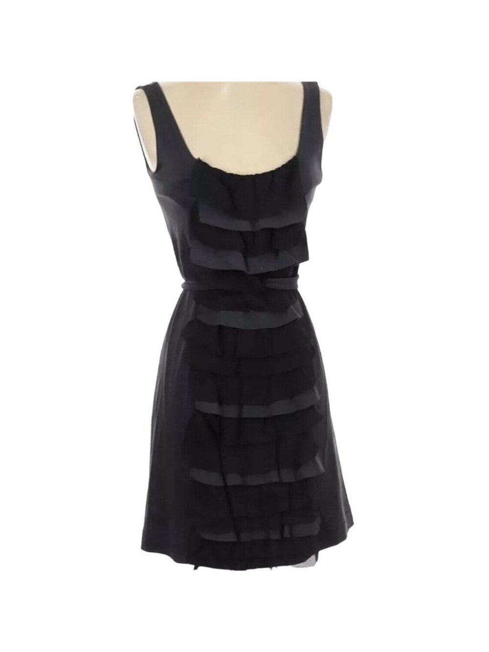 JCrew Womens Tank Dress Black Gray XS Zipper Ruffles Sundress Mini